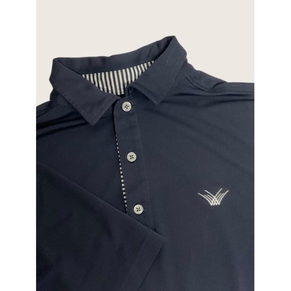 FootJoy FJ Logo Navy Blue Short Sleeve Golf Polo Shirt Men Medium Vietnam